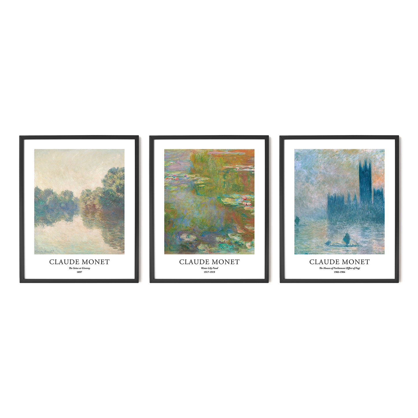 Art Prints - Set of 3 - 11x14 inches - Claude Monet