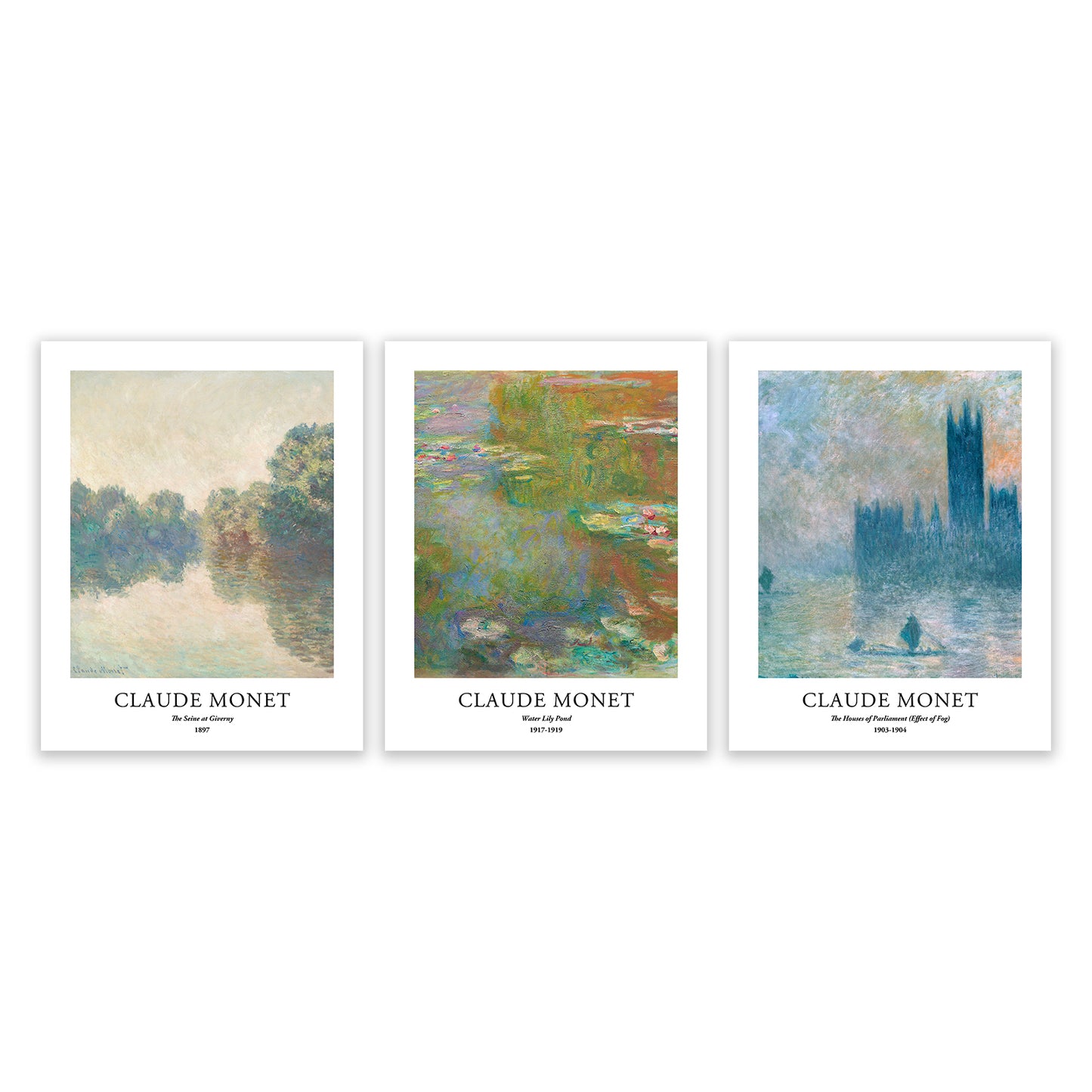 Art Prints - Set of 3 - 11x14 inches - Claude Monet