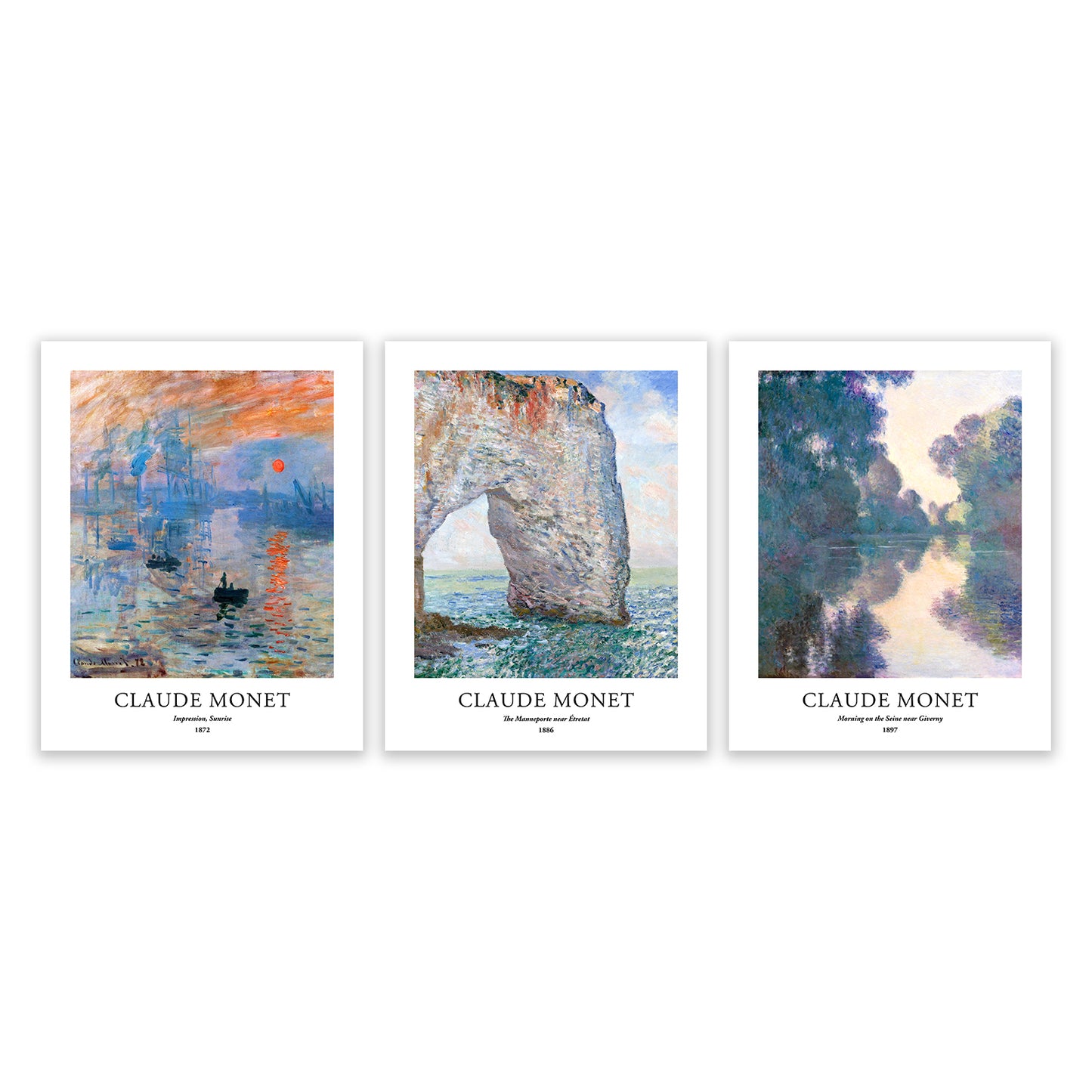 Art Prints - Set of 3 - 11x14 inches - Claude Monet