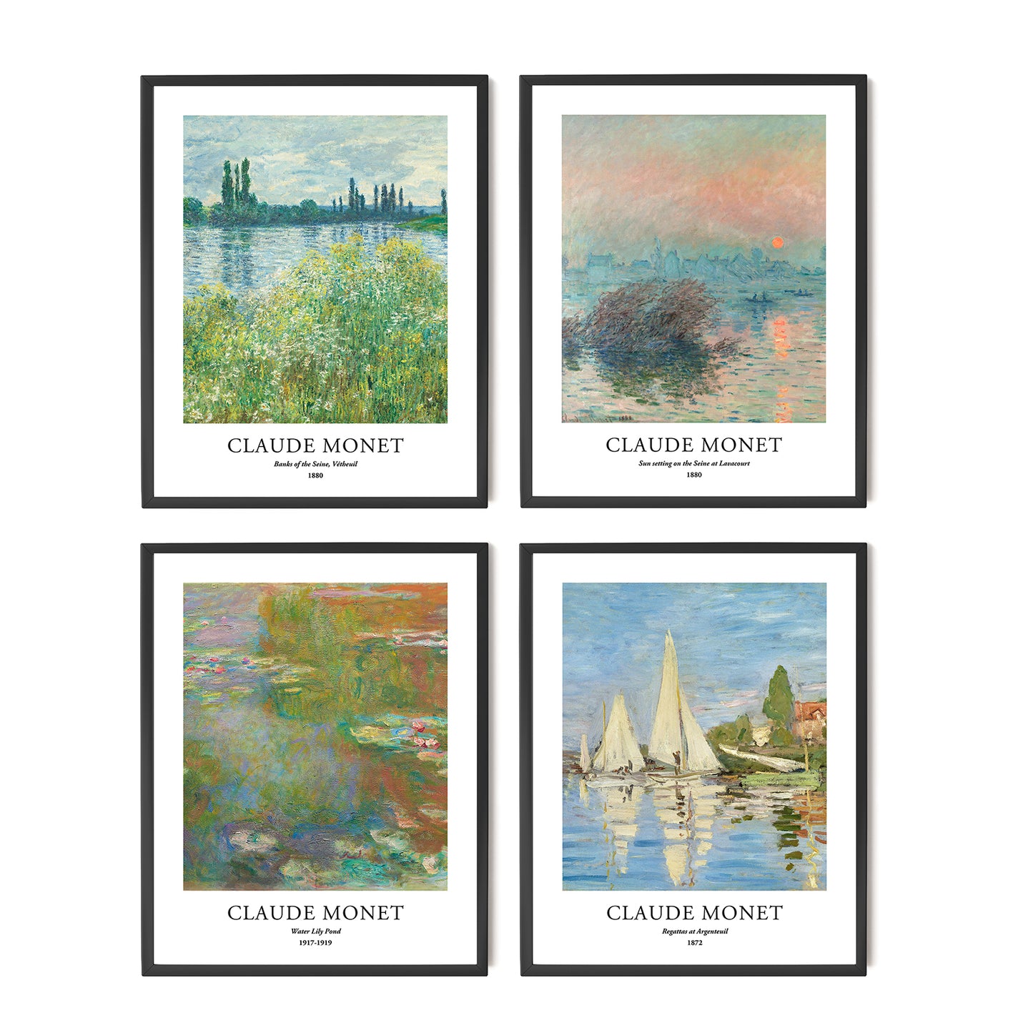 Art Prints - Set of 4 - Unframed 11x14 inches - Claude Monet