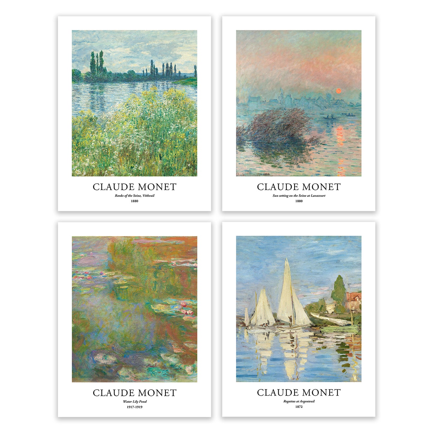 Art Prints - Set of 4 - Unframed 11x14 inches - Claude Monet