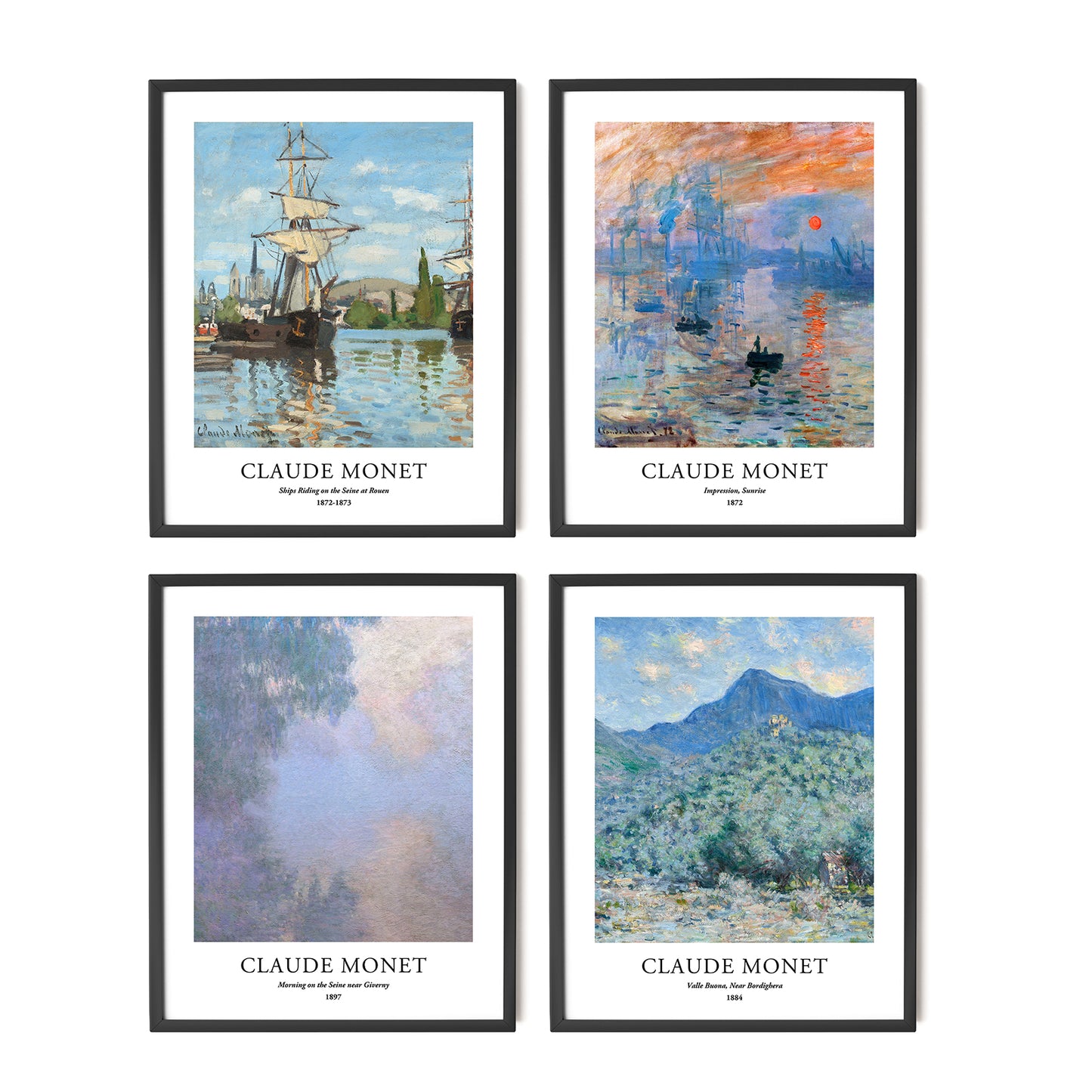 Art Prints - Set of 4 - Unframed 11x14 inches - Claude Monet
