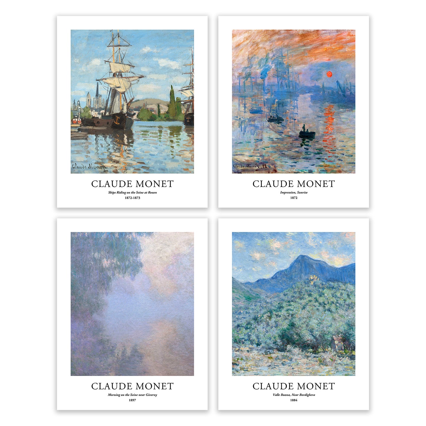 Art Prints - Set of 4 - Unframed 11x14 inches - Claude Monet