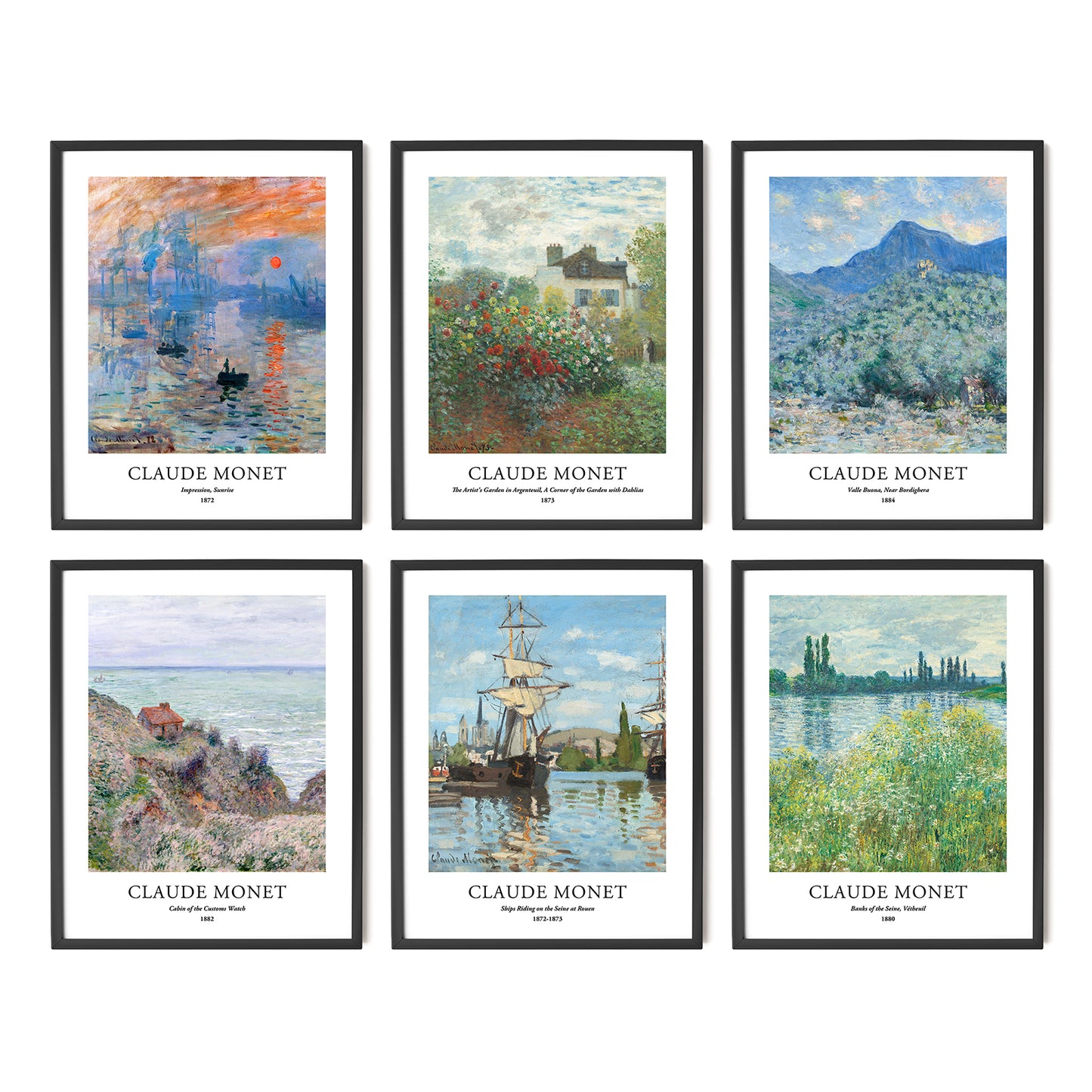 Art Prints - Set of 6 - Unframed 11x14 inches - Claude Monet