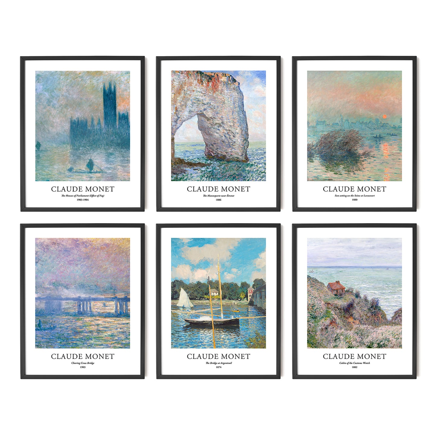 Art Prints - Set of 6 - Unframed 11x14 inches - Claude Monet