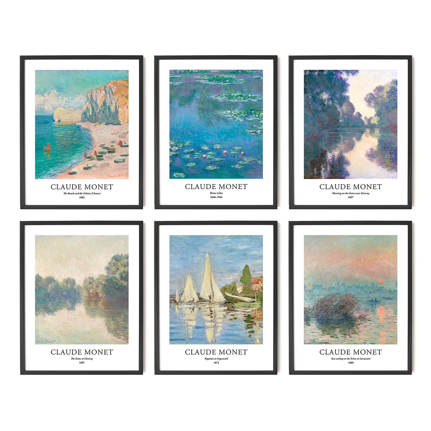 Art Prints - Set of 6 - Unframed 11x14 inches - Claude Monet