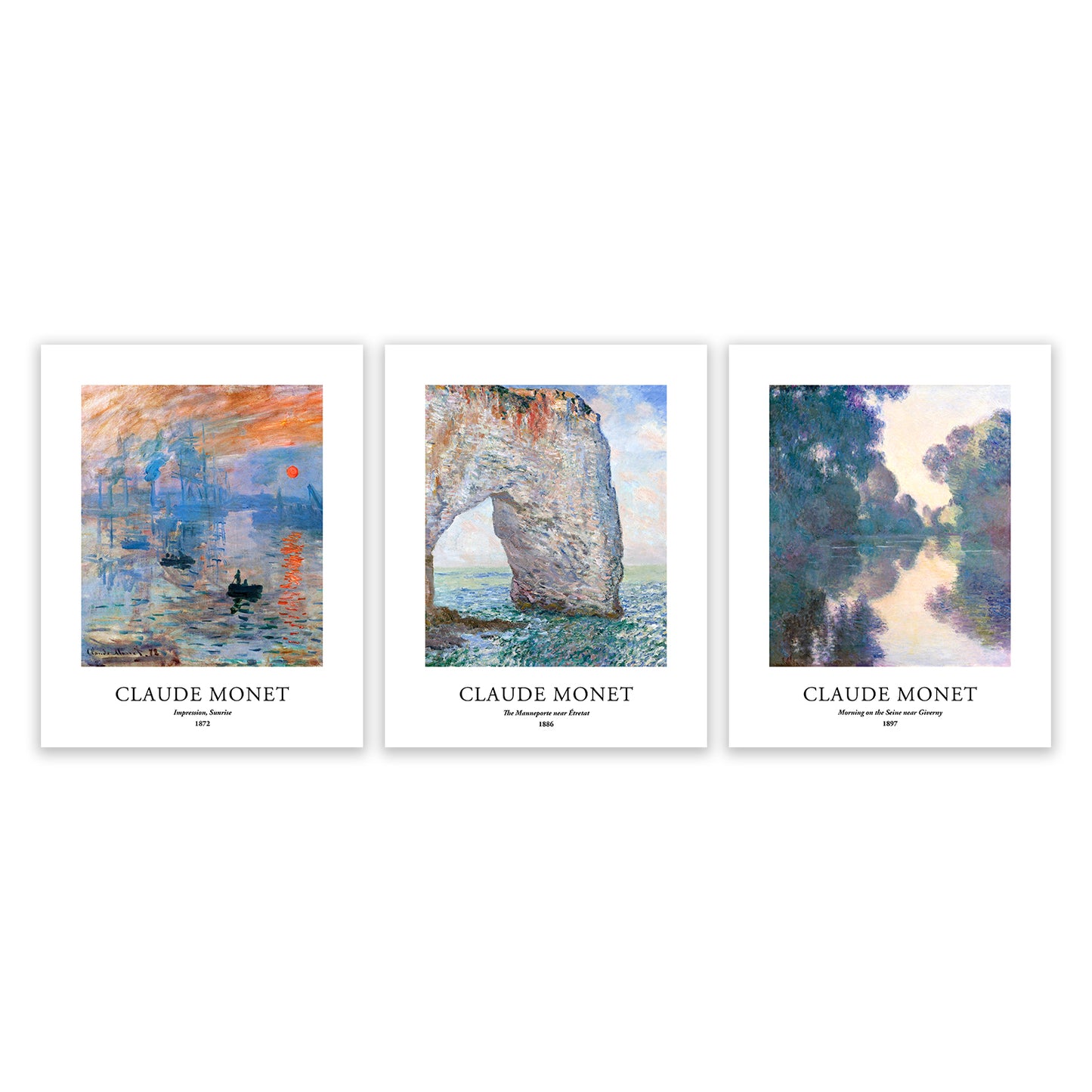 Art Prints - Set of 3 - 8x10 inches - Claude Monet