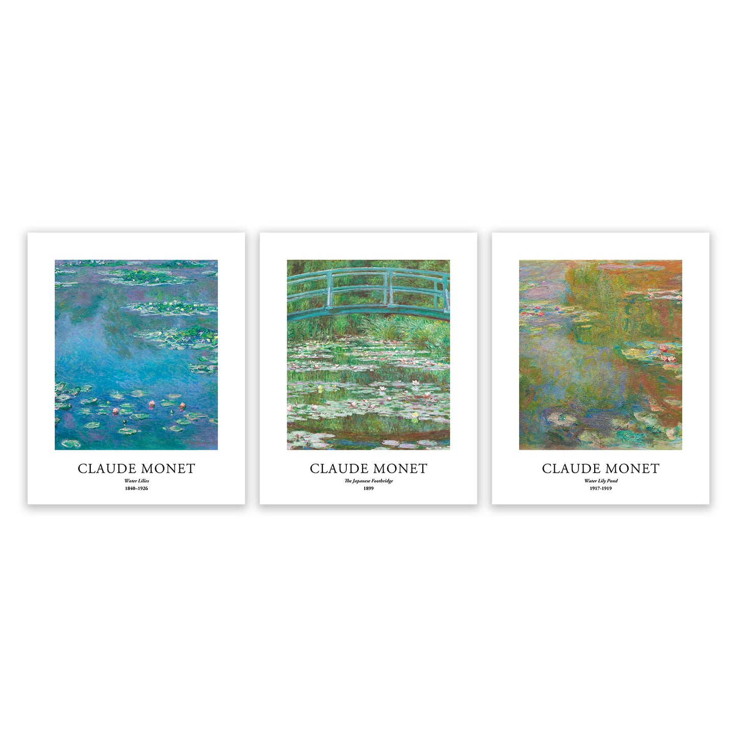 Art Prints - Set of 3 - 8x10 inch - Claude Monet