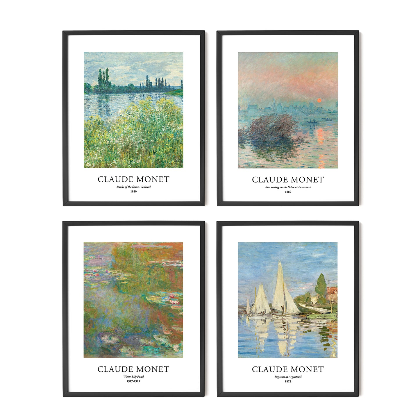 Art Prints - Set of 4 - Unframed 8x10 inches - Claude Monet