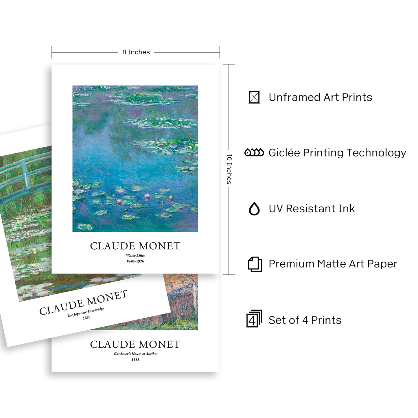 Art Prints - Set of 3 - 8x10 inch - Claude Monet