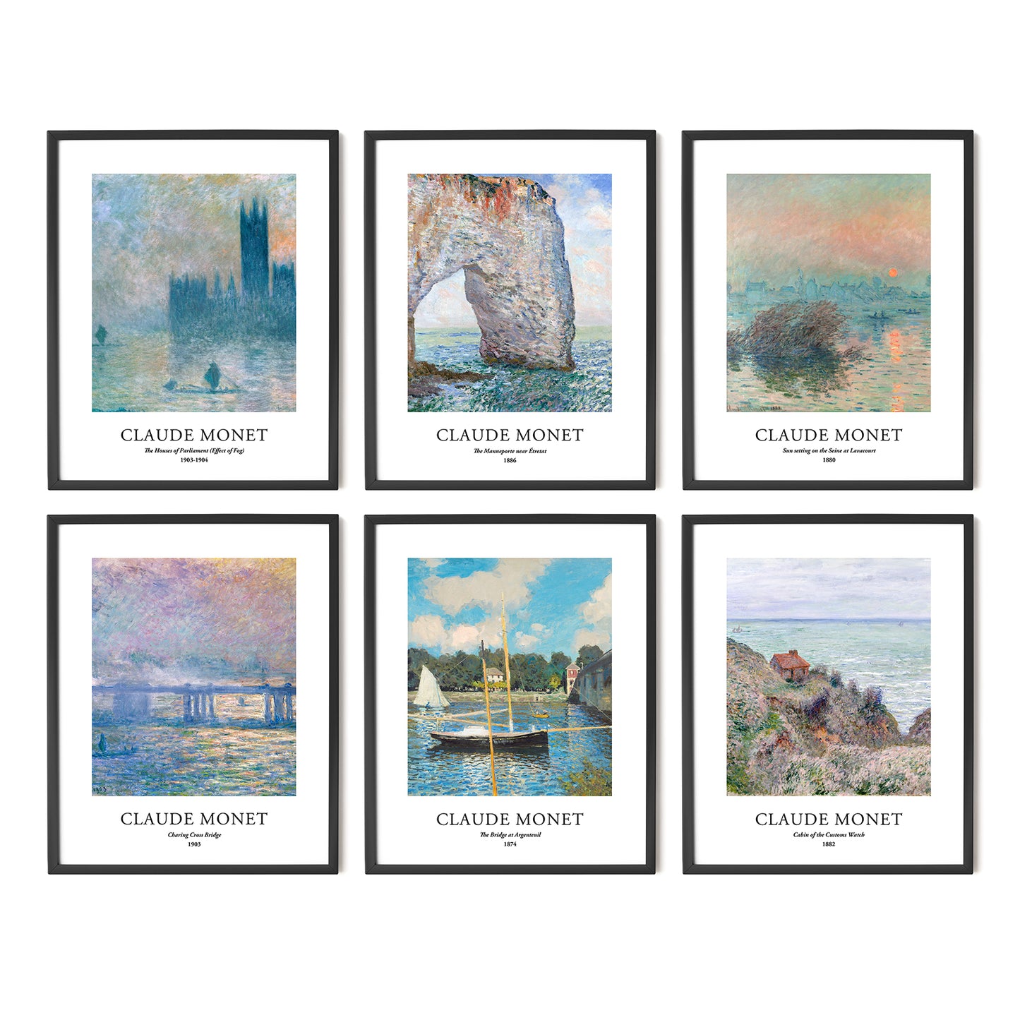 Art Prints - Set of 6 - Unframed 8x10 inches - Claude Monet