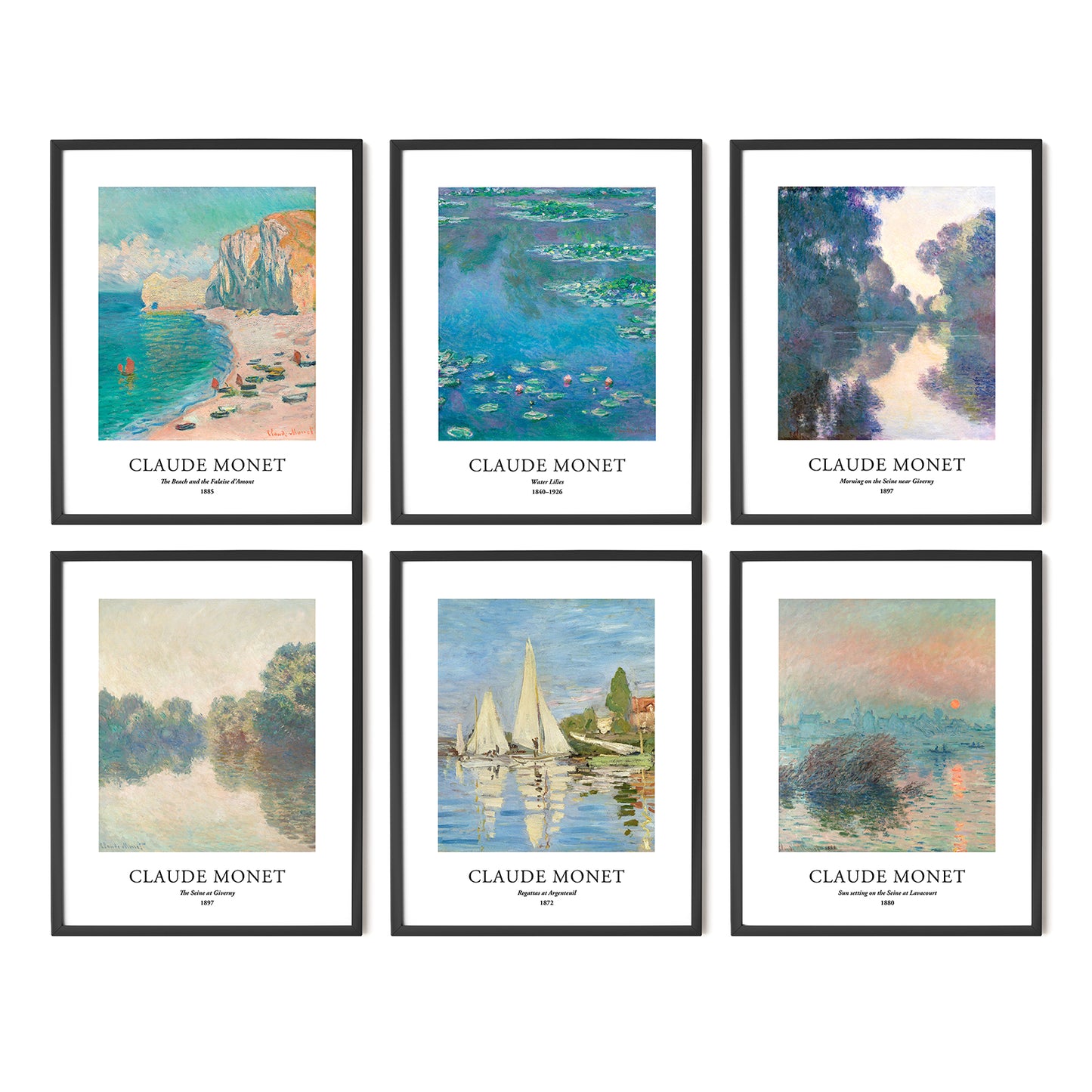 Art Prints - Set of 6 - Unframed 8x10 inches - Claude Monet