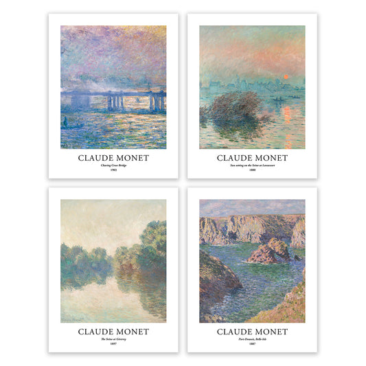 Impresiones artísticas - Juego de 4 - Sin marco 11x14 pulgadas - Claude Monet
