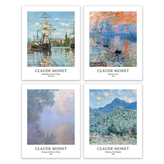 Impresiones artísticas - Juego de 4 - Sin marco 11x14 pulgadas - Claude Monet