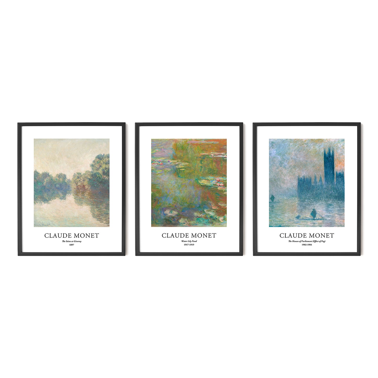 Art Prints - Set of 3 - 8x10 inches - Claude Monet