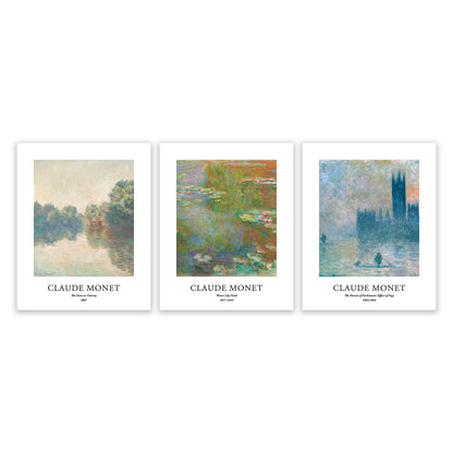 Art Prints - Set of 3 - 8x10 inches - Claude Monet