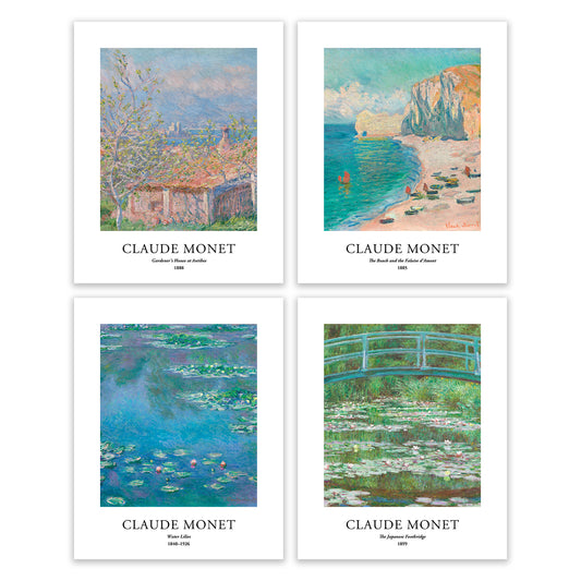 Impresiones artísticas - Juego de 4 - Sin marco 8x10 pulgadas - Claude Monet