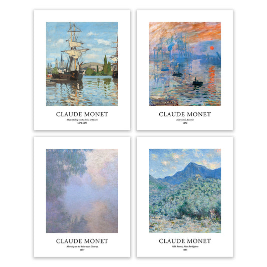 Impresiones artísticas - Juego de 4 - Sin marco 8x10 pulgadas - Claude Monet