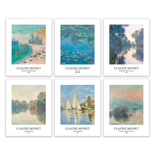 Impresiones artísticas - Juego de 6 - Sin marco 8x10 pulgadas - Claude Monet